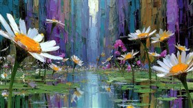 Tall Daisies in Oil