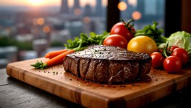 A juicy steak