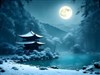 a snow-covered bamboo forest