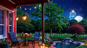Garden Pond Fireworks 4th ws