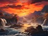 4K River Falls Sunset