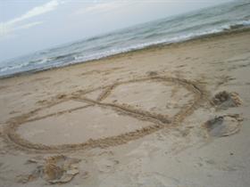 Peace Sign On Beach