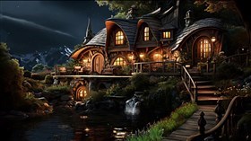 Fairy Tale House with Waterfall