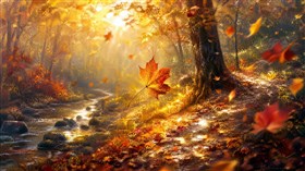 a golden autumn forest 