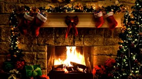 Christmas Decorated Fireplace 