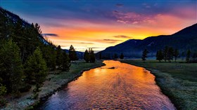 Beautiful Mountain Valley Sunset