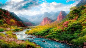 4K Mountain River