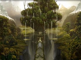 waterfall off a tree
