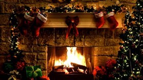 Christmas Decorated Fireplace 