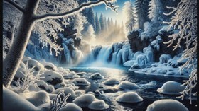 4K Icy River Falls