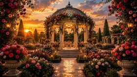 4K Rose Garden Sunset