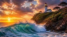 4K Lighthouse Sunset